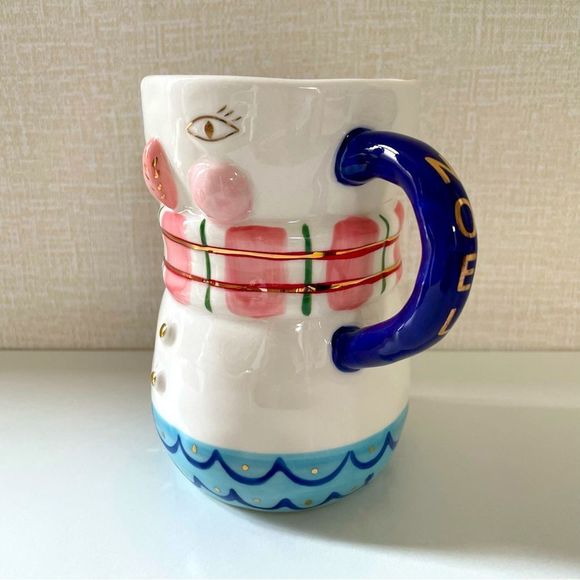 Anthropologie, Christmas Joyeux, Noel Snowman Large Holiday Mug, Bird Ca… - Picture 4 of 9